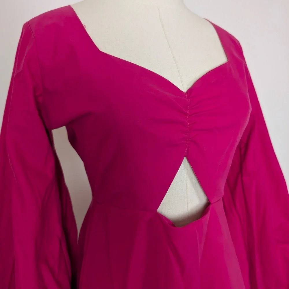Handmade Puff Sleeve Dress Midi Size S Long sleeve - Picture 6 of 14